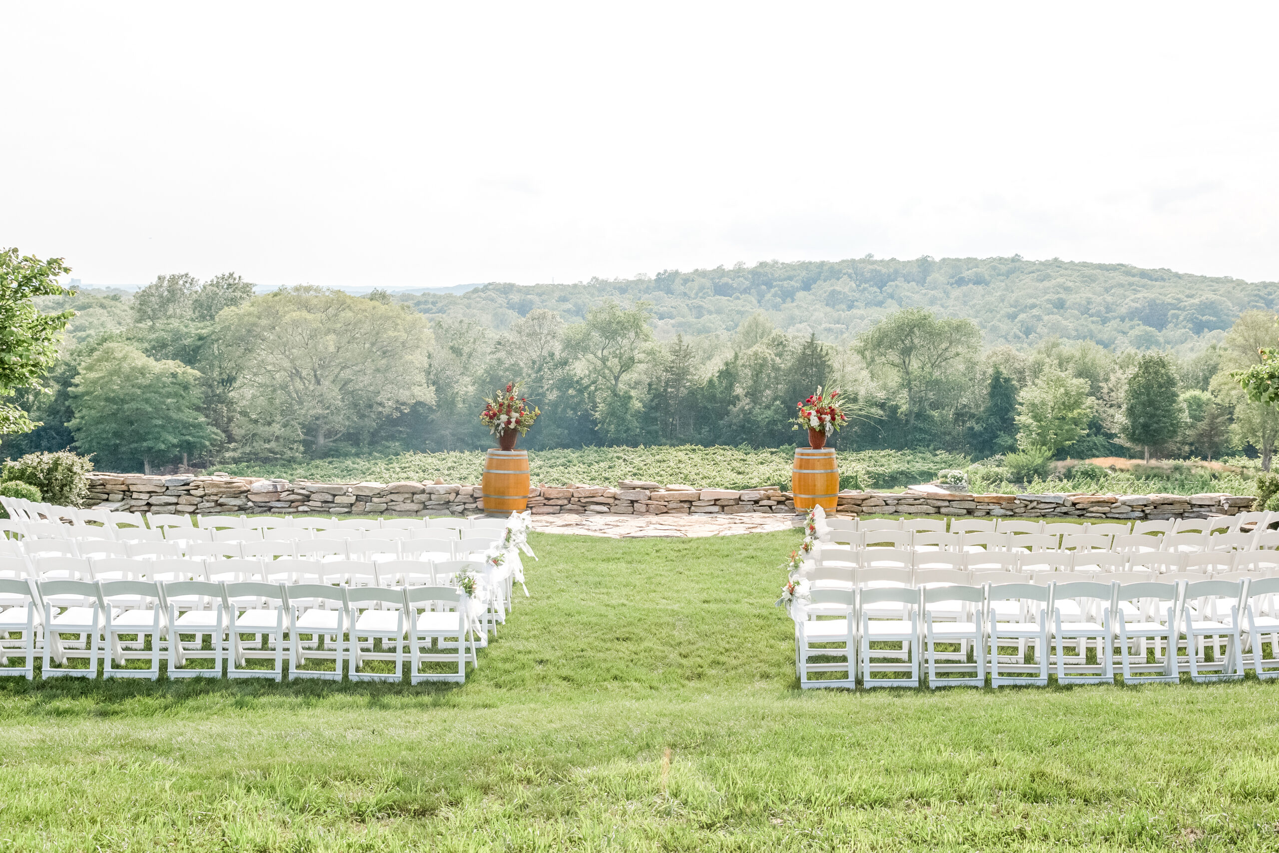 The Ceremony space at Preston Ridge Vineyard offers picturesque views of the vineyard below.