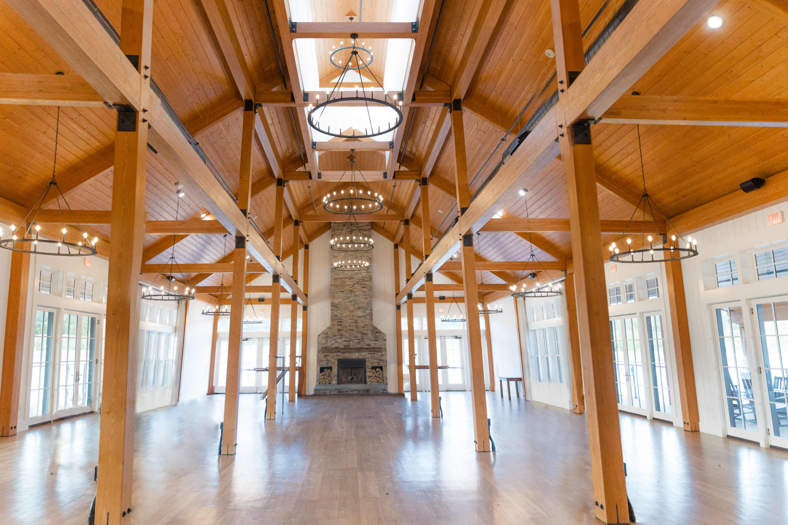 The Lake House at Owls Nest Resort offers an elegantly decorated rustic-chic space for wedding receptions.