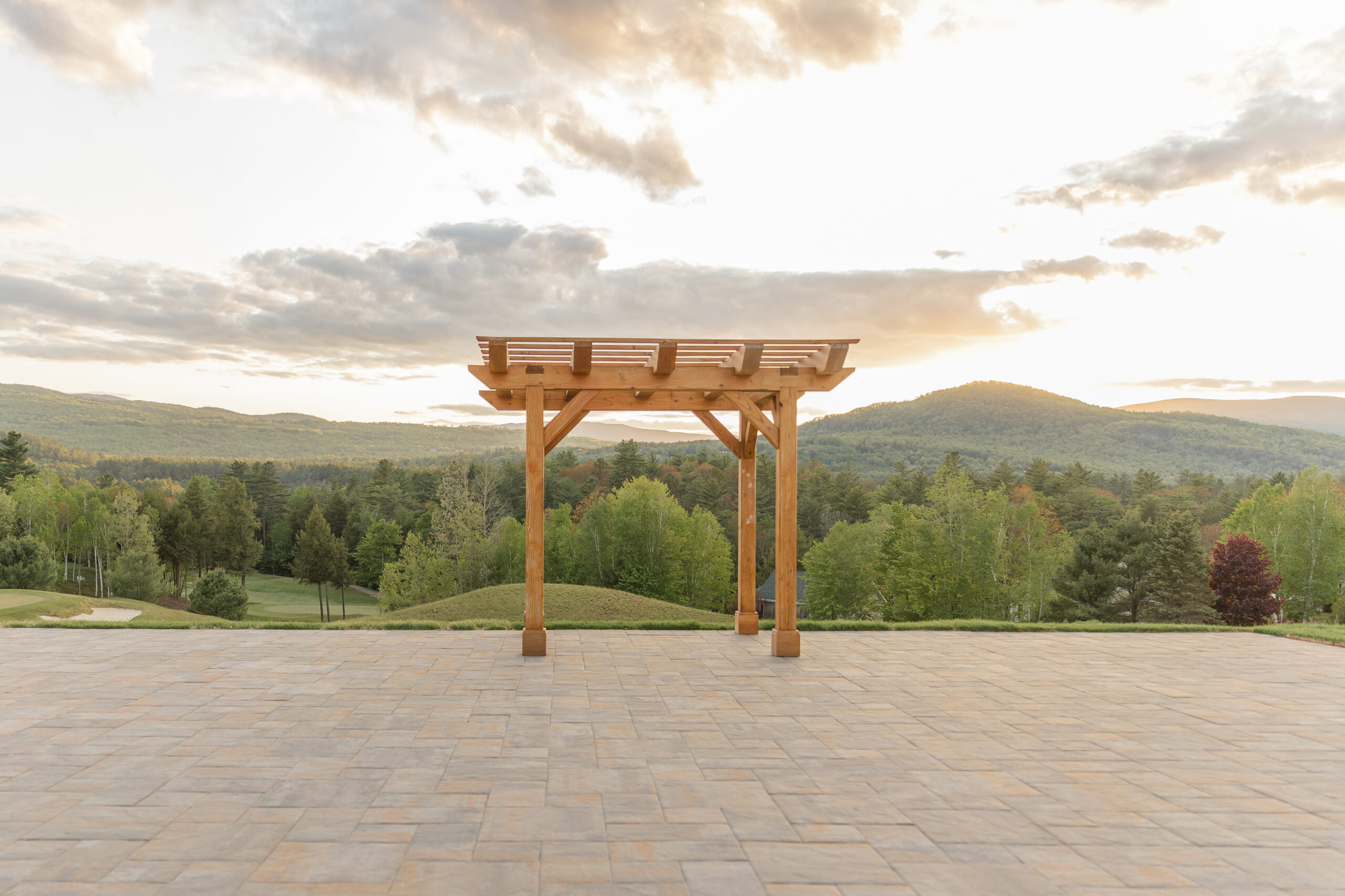 The Sunset Pavilion's Outdoor ceremony space at Owls Nest Resort has unrivaled mountain views

