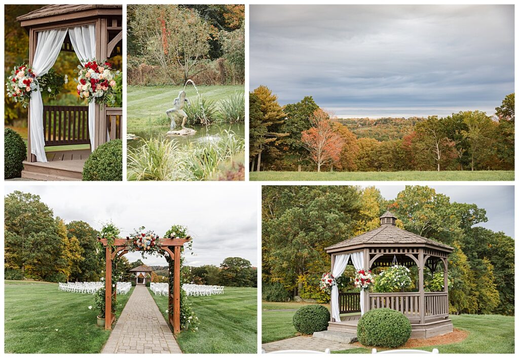 The outdoor ceremony location at Zukas Hilltop Barn overlooks the countryside of Spencer MA. 