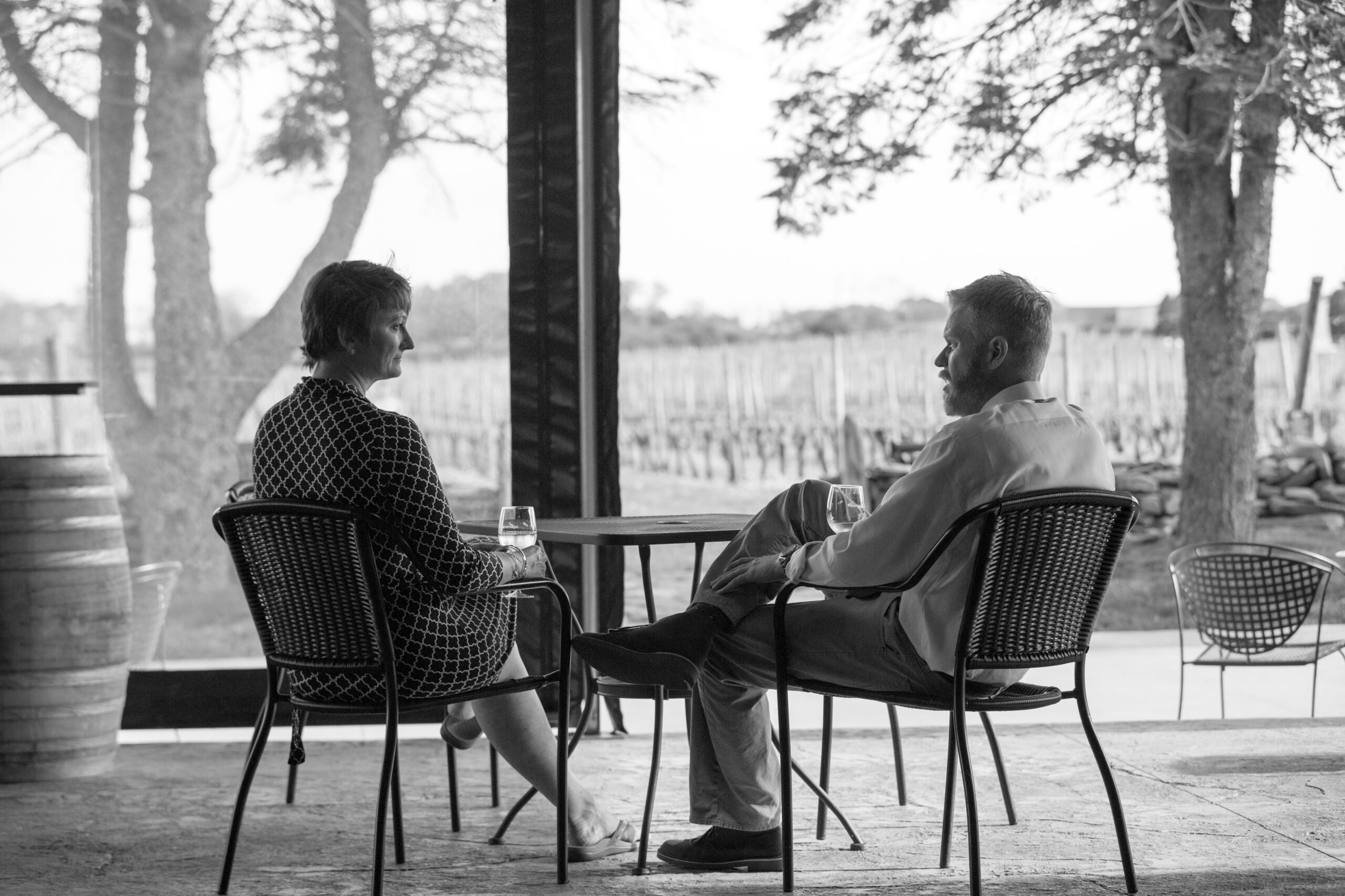 The porch at Newport Vineyards offers a relaxed and chic space for wedding receptions and cocktail hours. 