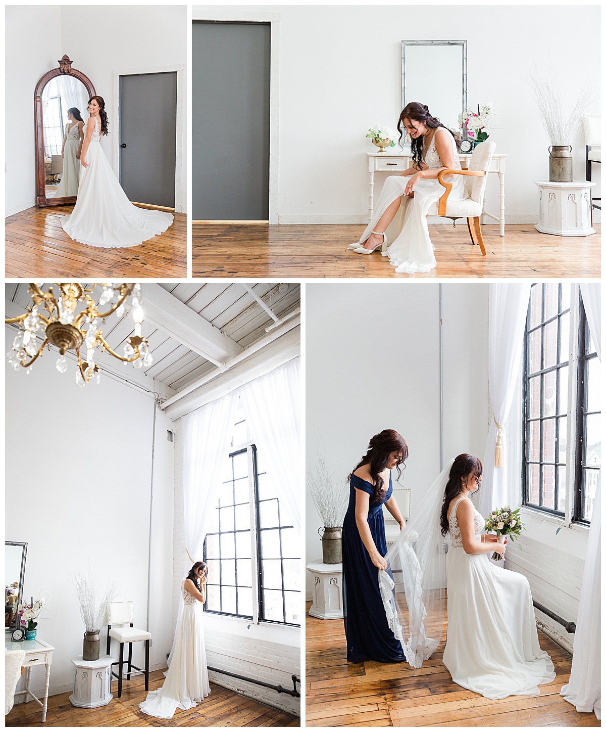 The bridal Suite at the Kilburn Mill is nice and bright, with natural window light. 