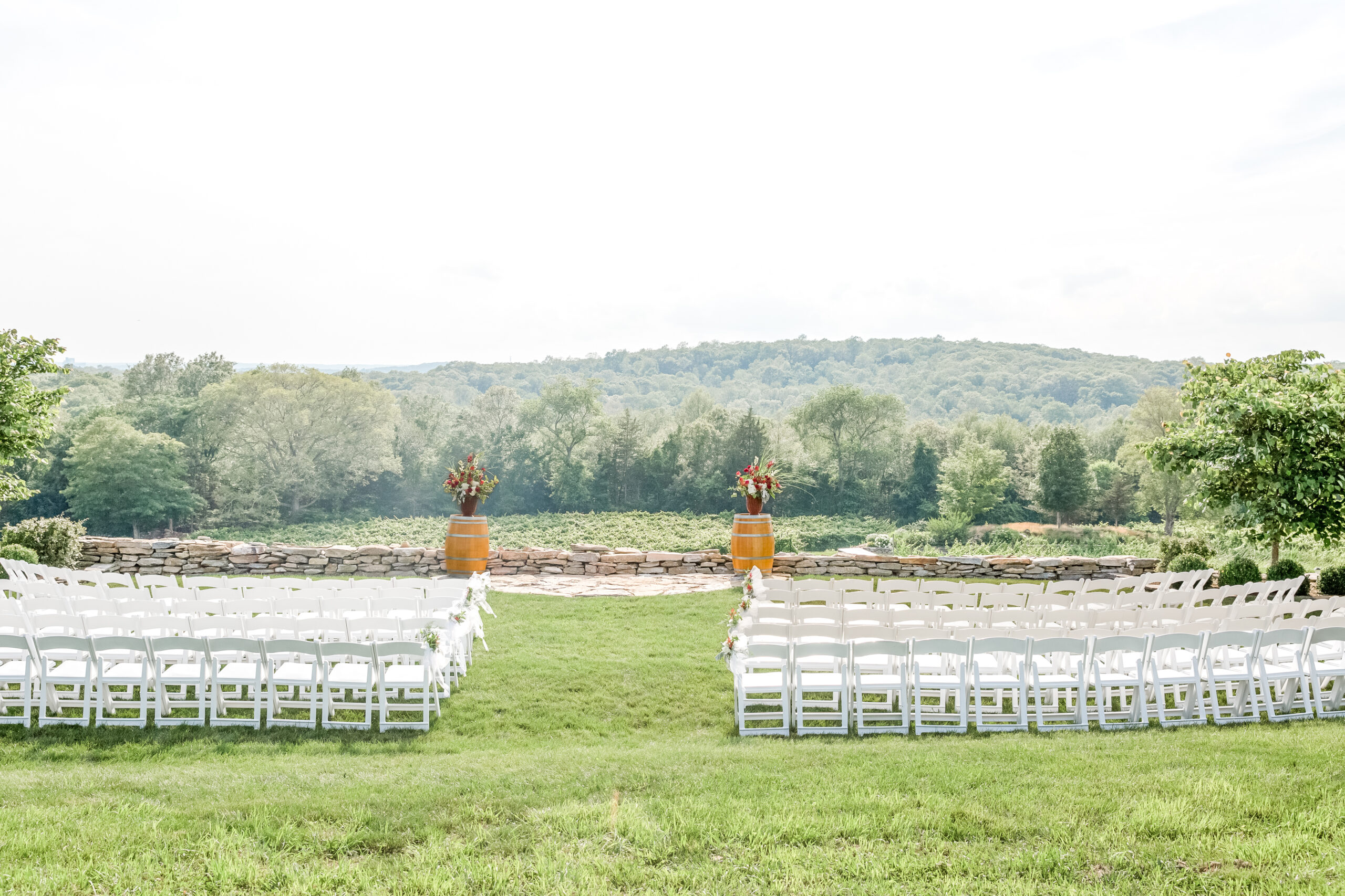 The ceremony space at Preston Ridge Vineyard sits atop the hill, overlooking the vineyards below. 
